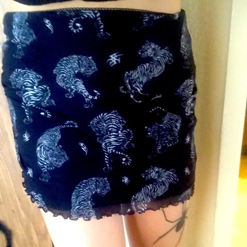tiger print edgy mini skirt